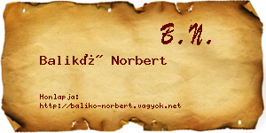 Balikó Norbert névjegykártya